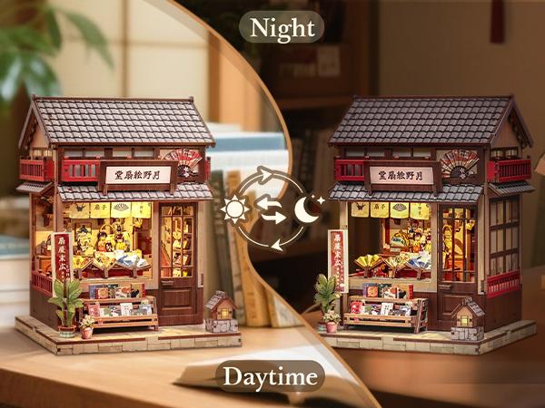 CUTEBEE Japanese Fan Shop Dollhouse Kit | Handmade 3D Wooden Miniature House Decor | Perfect Black Friday & Holiday Gift for Adults and Teens