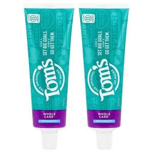 Tom's of Maine Whole Care Anticavity Toothpaste, With Fluoride, Peppermint, 2 Pack, 4 oz (113 g) Each