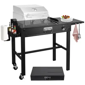 Bestfire Heavy-Duty Outdoor Grill Table with Wheels: 300LBS Capacity Mobile Kitchen Stand, Adjustable Height & Lightweight Design—Compatible with Griddle Master, Propane Gas Grill Stations. backyard cooking