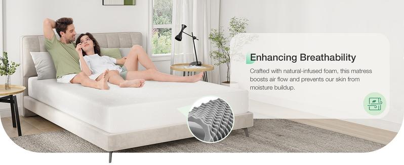 5/6/8/10/12/14 Inch Gel Memory Foam Mattress for Cool Night & Pressure Relief, Medium Plush Feel with Motion Isolating
