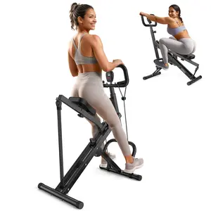 Feierdun Squat Machine for Home Rodeo Core Exercise Machine 330lbs Foldable with Adjustable 4 Resistance Bands Ride & Rowing Machine for Glutes Thighs Abs Back Leg Press and Hip Thrust
