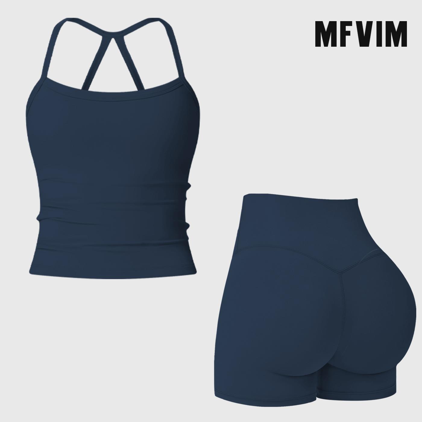 MFVIM 2-Piece Impact  Set for  Women's Long/Short Sleeve T-Shirt Tank Top +  Impact Shorts with Butt Lift, Seamless  Biker Shorts, Going Out  Set,  Clothing, Skinny Sports Apparel, Compression Activewear  Wear  Clothin gym fitness workout Yoga Bottoms Spr