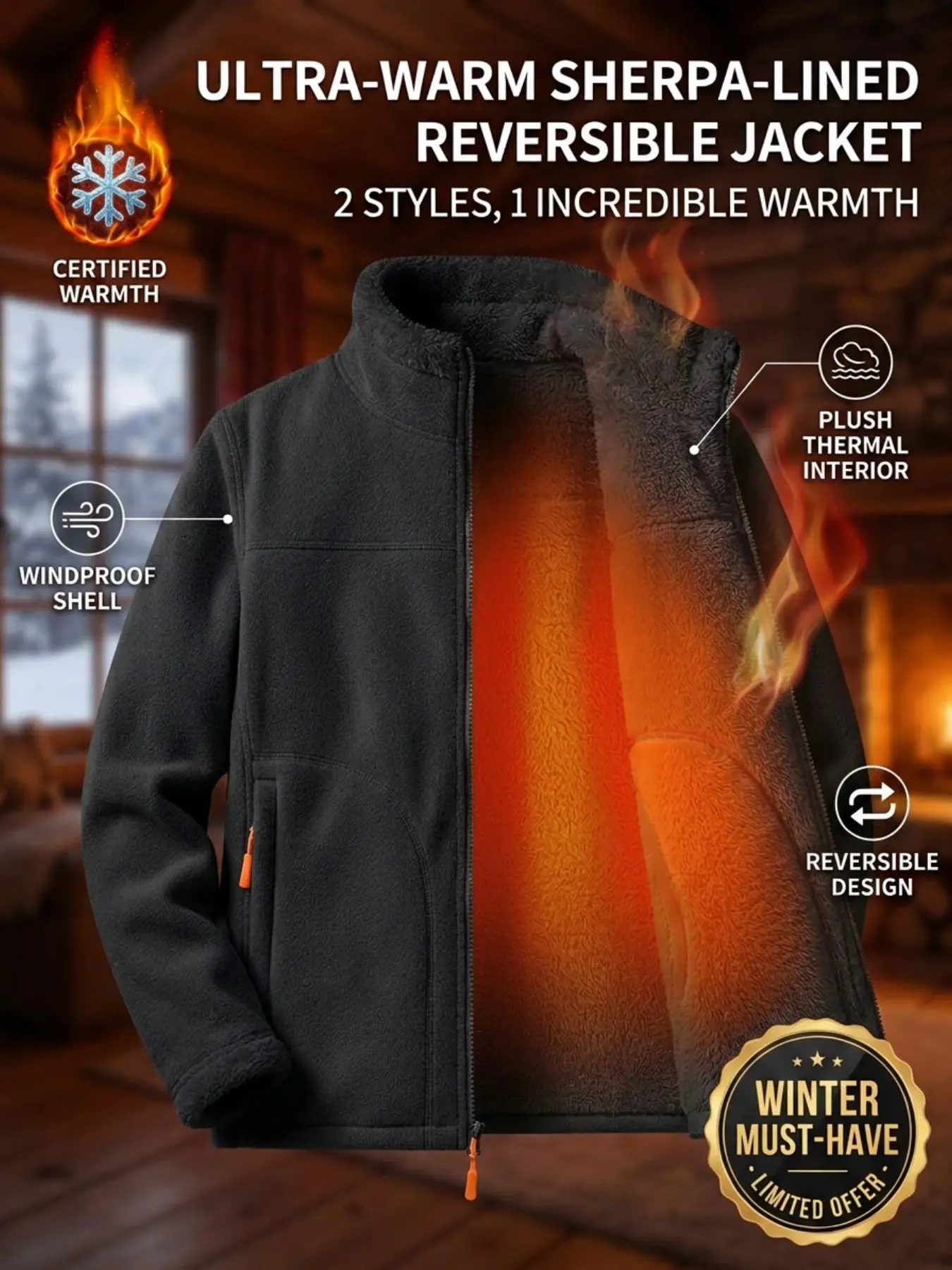 Women's Fashion Reversible Fitted Warm Fleece Jacket, Comfortable Thickened Polar Fleece Coat for Autumn Winter, Stylish Solid Color Outerwear, Casual Comfy Jacket