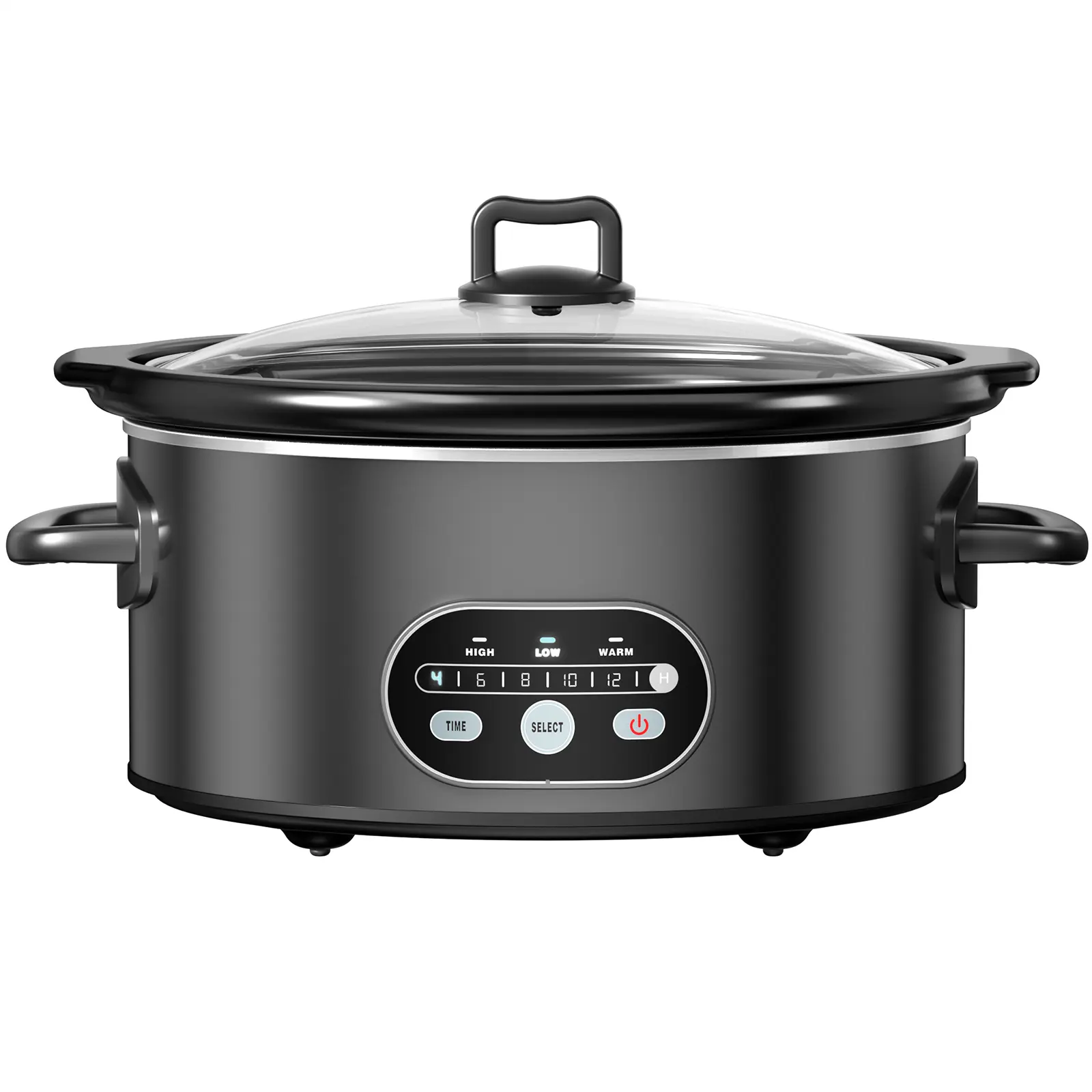 Sweetcrispy Programmable Ceramic Slow Cooker - Elliptical Design Countertop Specialty Kitchen Appliance with Automatic Keep Warm, Heat-Resistant Visible Lid, Dishwasher-Safe Inner Pot for Soup, Meat