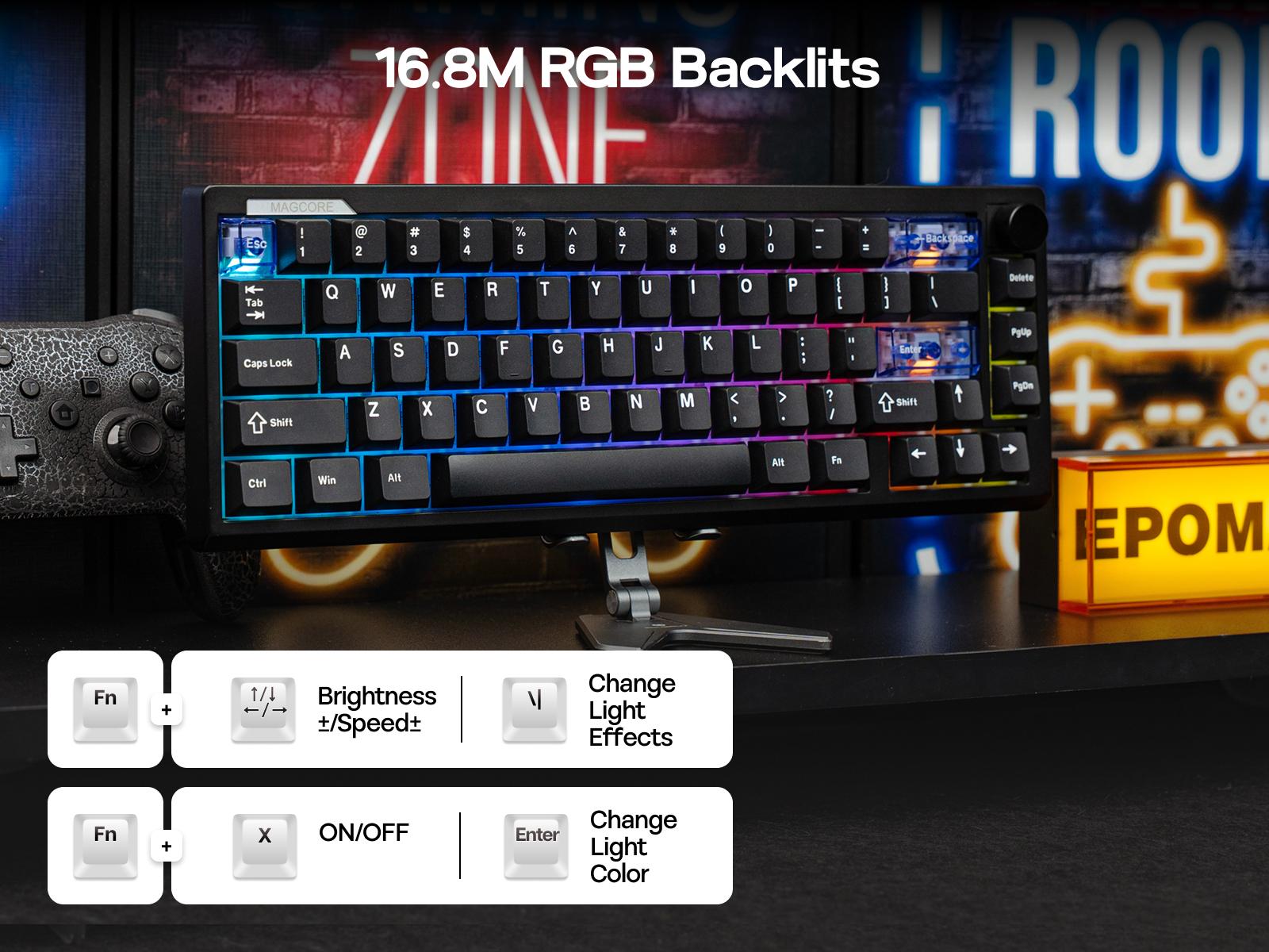 EPOMAKER Magcore65 Lite 65% Layout Wireless Gaming Keyboard DKS & SOCD 8K Polling Analog Switch PC & PBT Keycap Hot Swappable RGB Tri-Mode USB-C/BT5.0/2.4Ghz for PC/Mac/Linux keyboards for gaming creamy keyboard TikTokShopSpringGlowUp