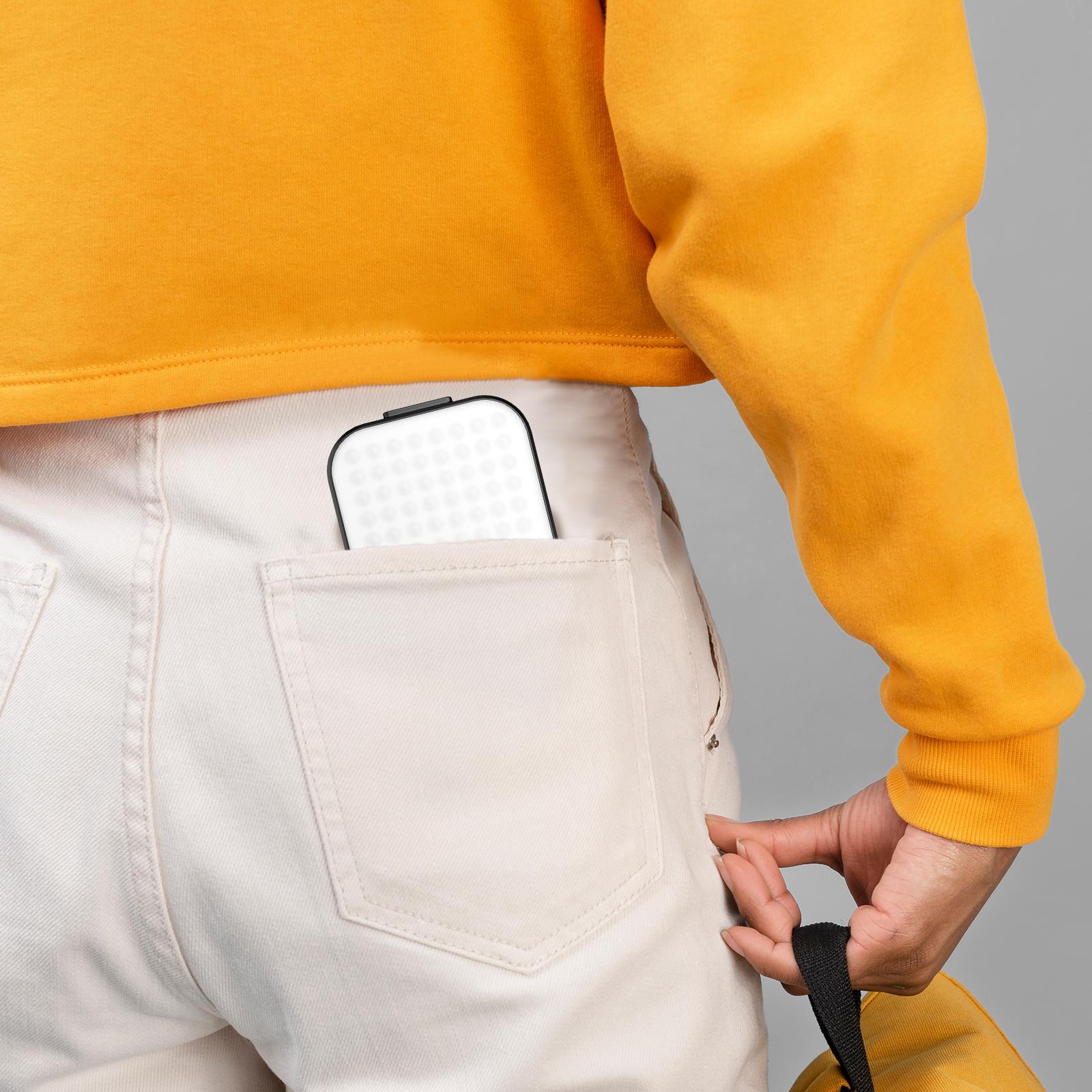 Portable LED rechargeable selfie light with front and rear clip-on cell phone light, adjustable 5 lighting modes for cell phone, IPhone, Android, IPad, laptop, makeup, selfie, video conference