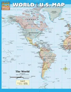 World & U.S. Map: A Quickstudy Laminated Refefence Tool -- Barcharts Publishing Inc, Sheet Map, Folded