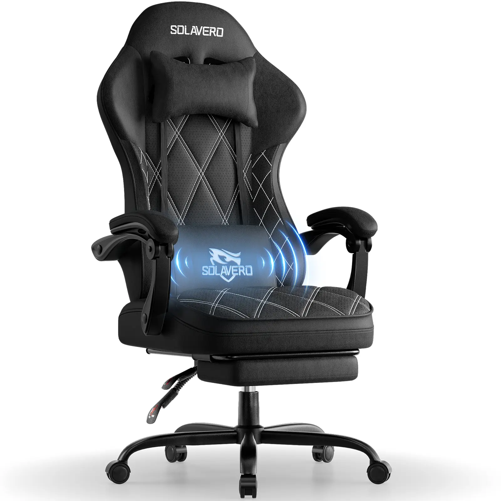summerwins Ergonomic PC Gaming Chair - Wingless Wide Seat, Linkage Arm Follow Armrests, Breathable Silk-Touch Fabric, Massage Lumbar Support, Footrest, Adjustable High Back Video Game Desk Chair with Class-3 Gas Lift (Various Colors)