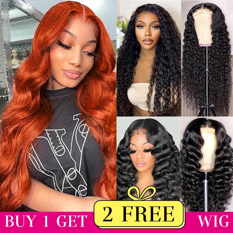 [Combo sale 24"&22"&22"] buy 1 get 3 wig' 13x4 Curly Wave Hair Lace Front Wigs Human Hair Hair Pre Plucked HD Transparent Lace Frontal Human Hair Wigs 180% Density