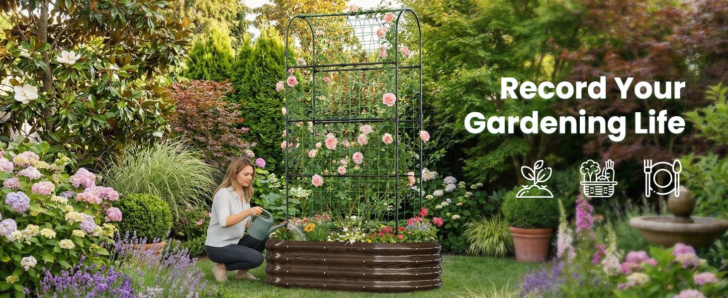 Lilypelle 2-in-1 Galvanized Raised Garden Bed with 71" Arch Trellis for Climbing Plants – Outdoor Planter Box for Flowers, Vegetables, Fruits, Herbs Lilypelle 2-in-1 Galvanized Raised Garden Bed with 71" Arch Trellis for Climbing Plants – Outdoor Planter Box for Flowers, Vegetables, Fruits, Herbs