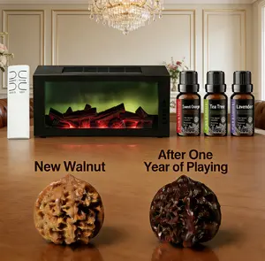 7-Color LED Flame Humidifier with Remote Control, Large Capacity & Soothing Massage Hand Ball, Ideal for Bedroom, Office & Daily Comfort energy diffuser natural portable smart hum if i fier fireplace plant fire Colorful