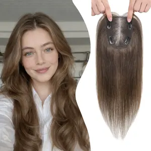 Yetta Beauty 14 Inch Real Human Hair Topper for Women with Thinning Hair – 4x4.8” Silk Base Clip-In Topper, Natural Scalp Middle Part, Lightweight & Breathable hairtoppers