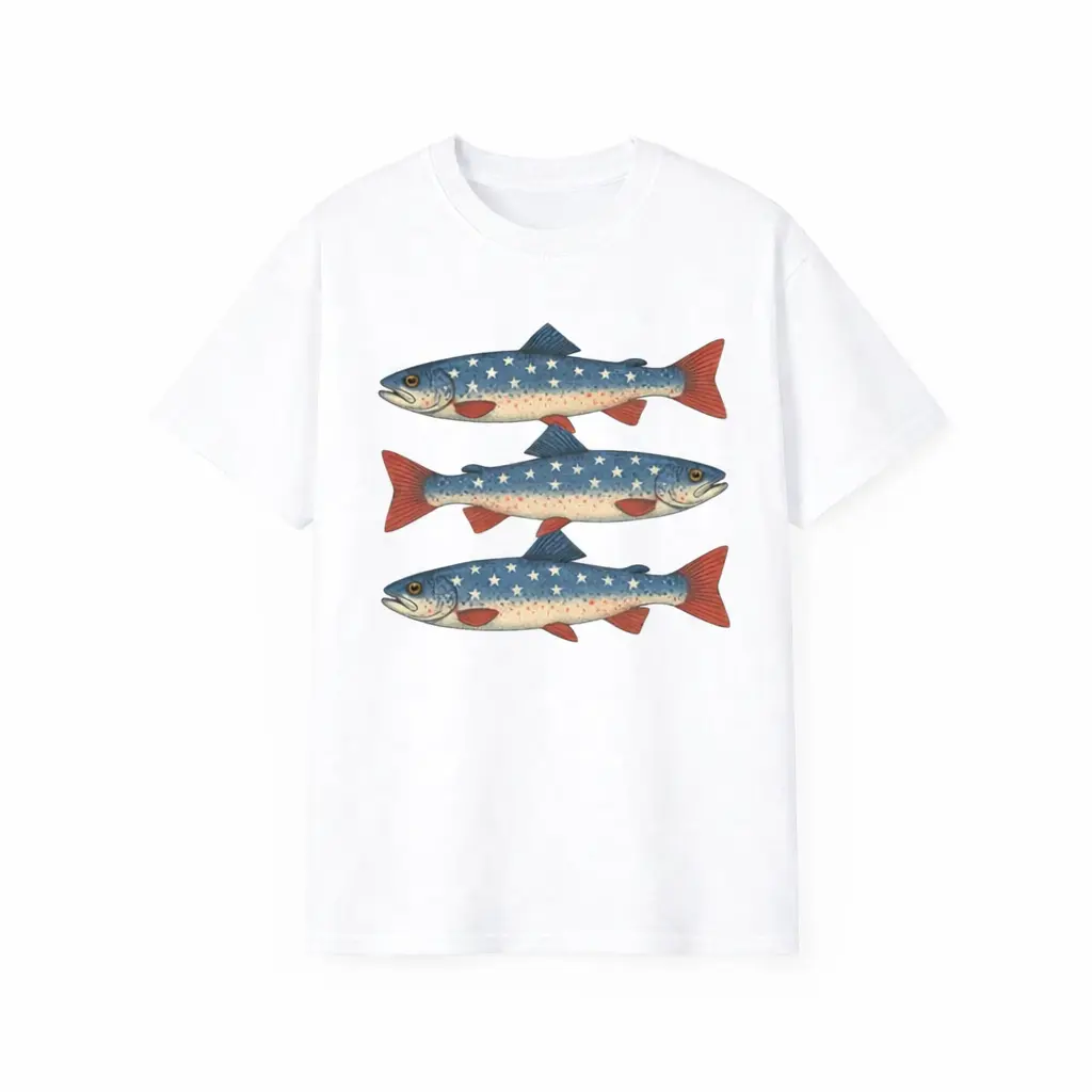 Trout Fish Shirt, Vintage Fish Shirt, 4th of July Shirt, Retro Fish Shirt, Fishing Shirt, 4th of July Bass Shirt, Patriotic