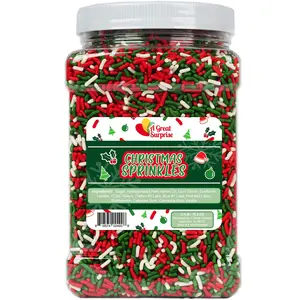 Christmas Sprinkles Bulk - 2.2 LB - Xmas Tree Jimmies - Red, Green & White Confetti for Dessert Decorating - Holiday Baking Toppings for Gingerbread, Cupcakes, Cookies, Cake Pops