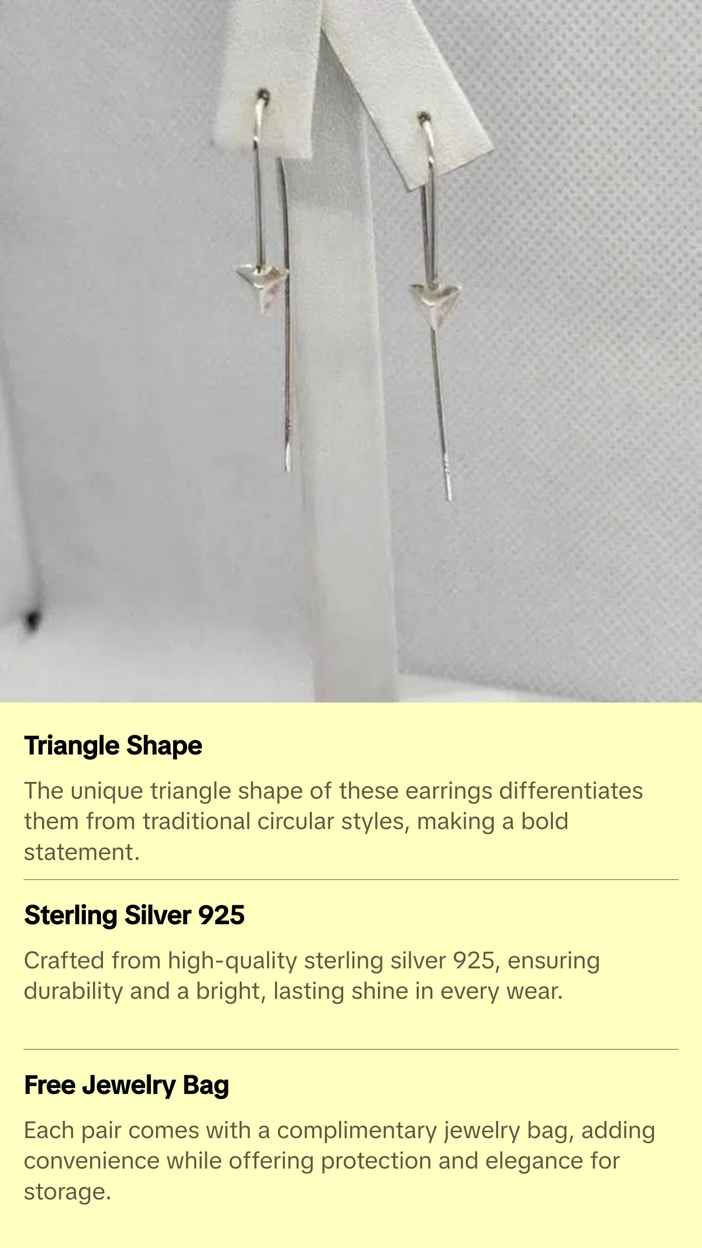 Brand New Sterling Silver 925 TRIANGLE Earrings