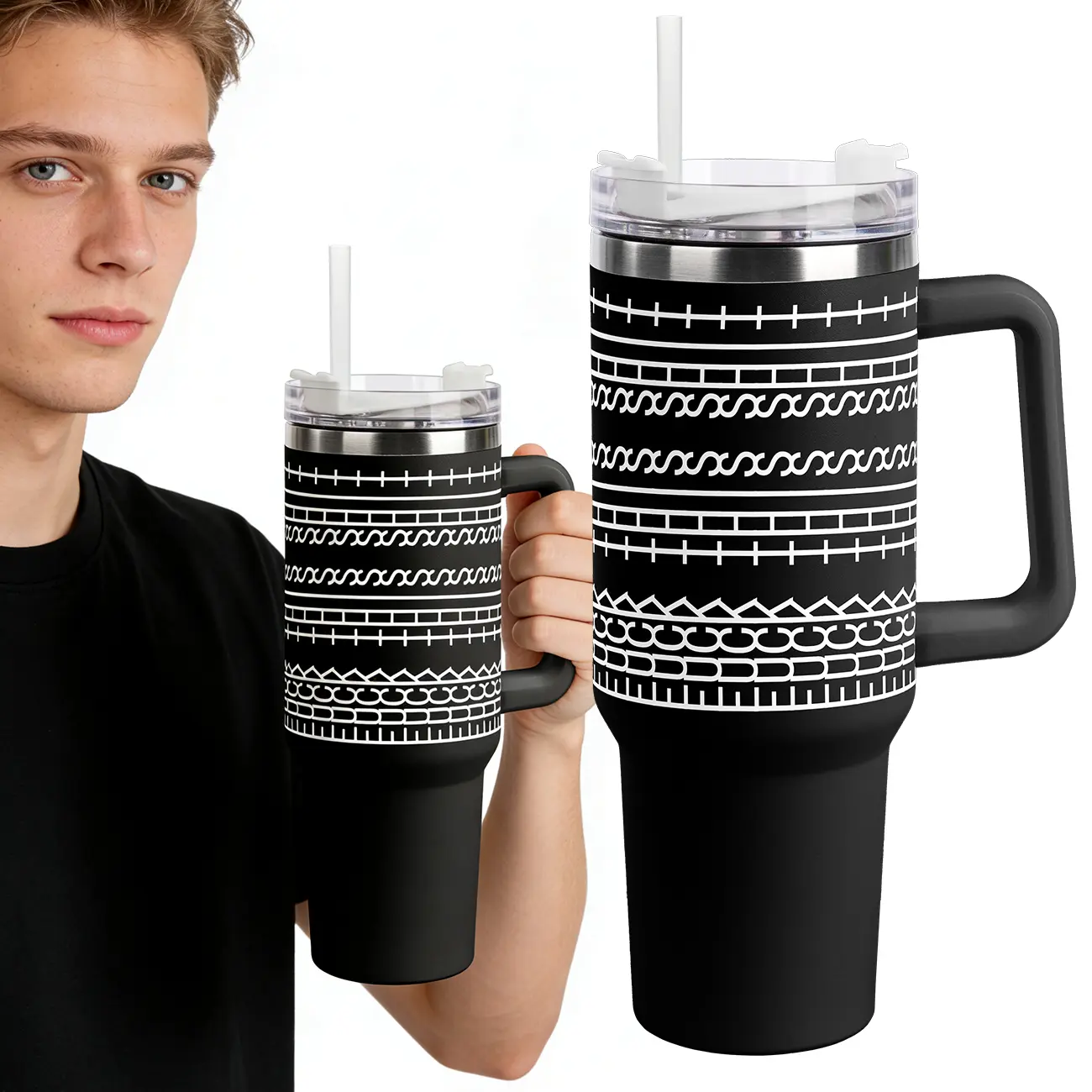40 Oz Stainless Steel Hidden Message Funny Tumbler Cup with Handle and Straw Birthday Gifts for Women Men, Keep Cold, Hot & Ice, Flasks funny Tumbler Drinkware Tea Iced  , Sarcastic Design Coffee Cug for Coworkers & Work
