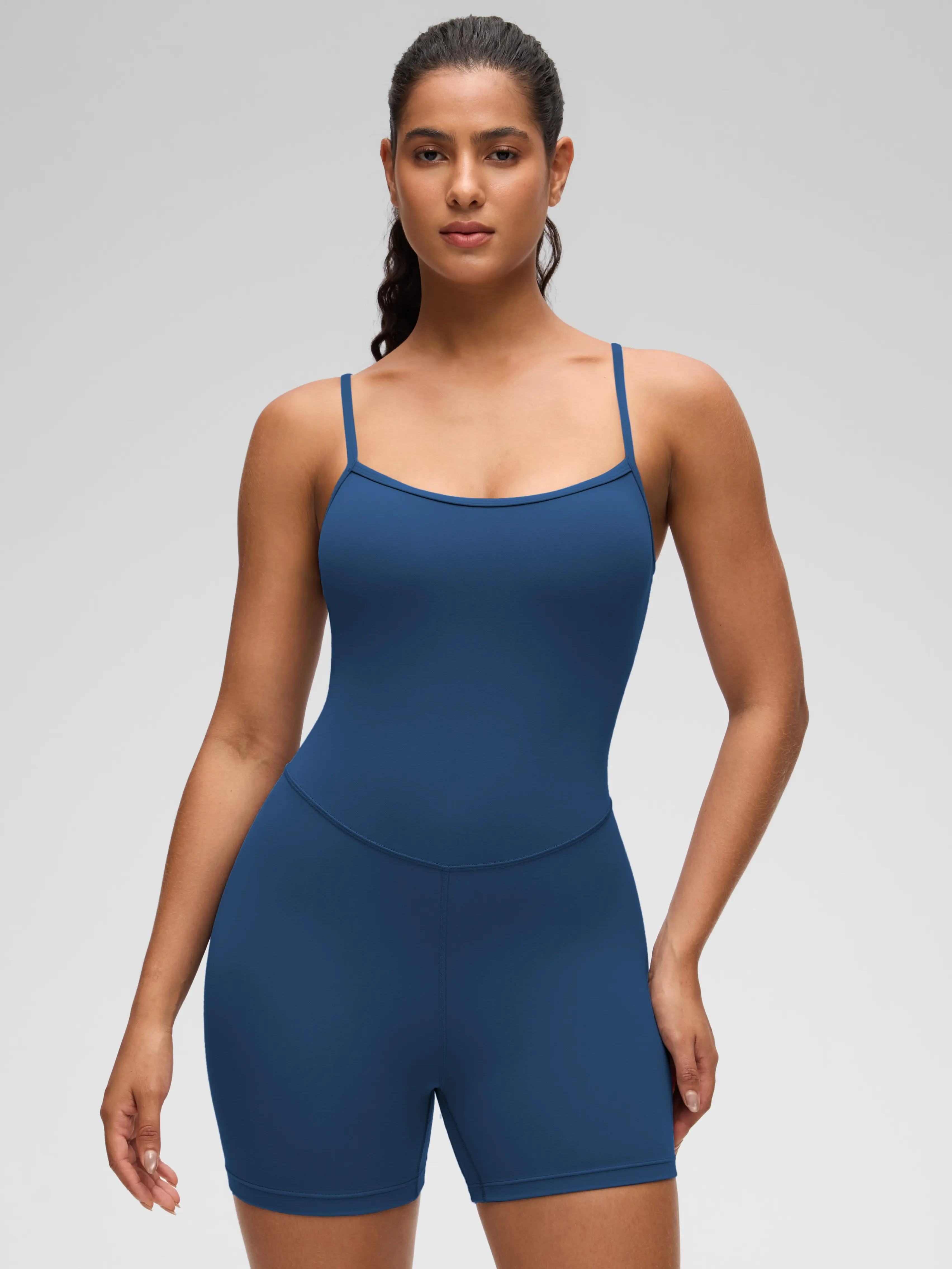 CRZ YOGA Butterluxe Athletic Rompers for Women Adjustable Strap Padded Workout Shorts Jumpsuits One Piece Bodysuit Tank Tops