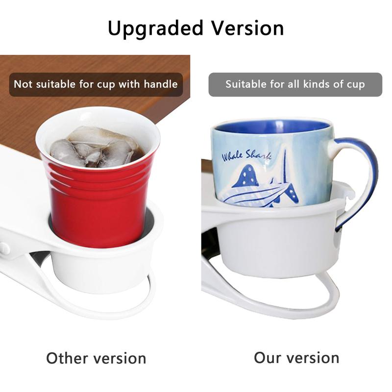 Drinking Cup Holder Clip, Desk Drink Holder with Clip for Water, Soda, Coffee Mug (White)