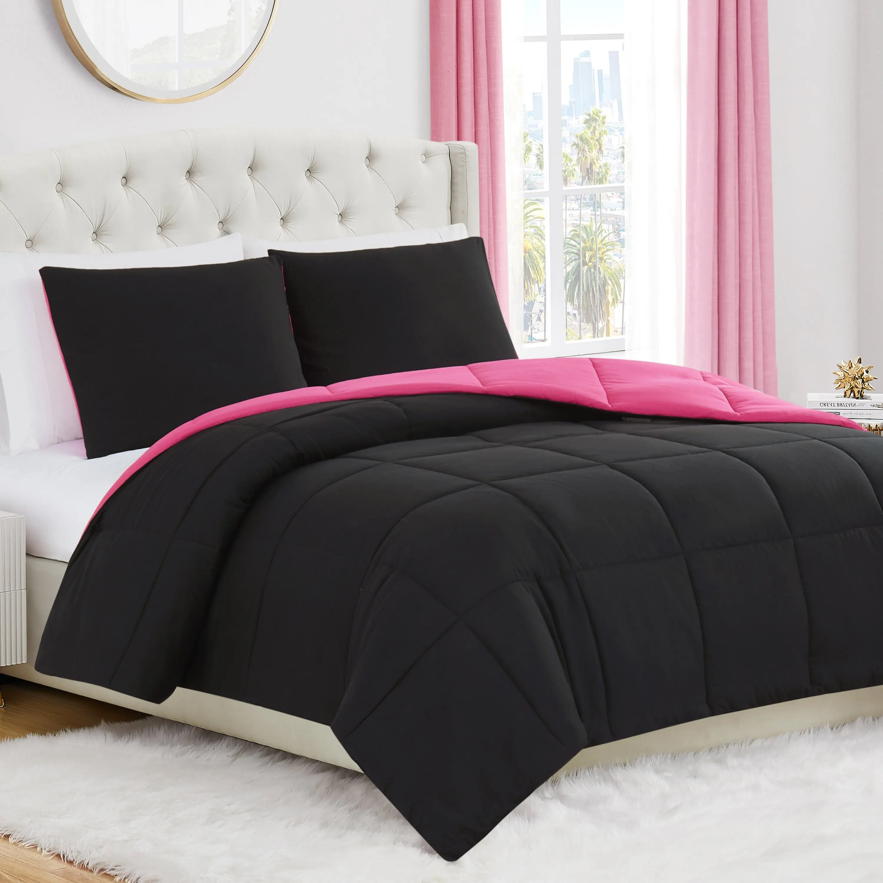 Juicy Couture Box Stitch Reversible Comforter Set