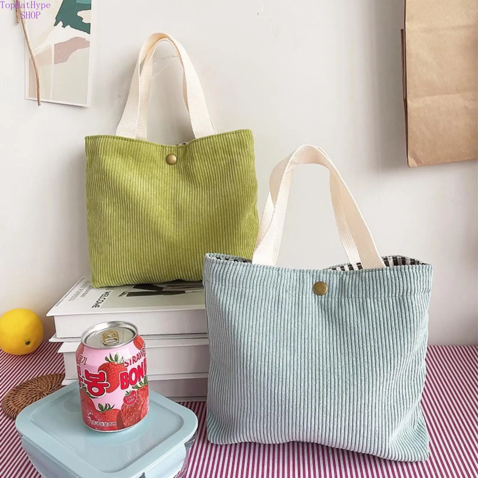 2026 New Preppy Style Colorful Corduroy Mini Handbag - Tote Bags, Portable Makeup Pouch, Cute Versatile Design for School, Daily Outings, Casual Storage Use, Casual Trendy Bag, Fashionable Unique Bags
