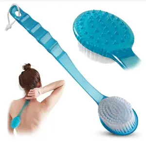 Long Handle Back Bath Brush – Exfoliating Shower Body Scrubber with Soft Nylon Bristles for Back, Body & Feet