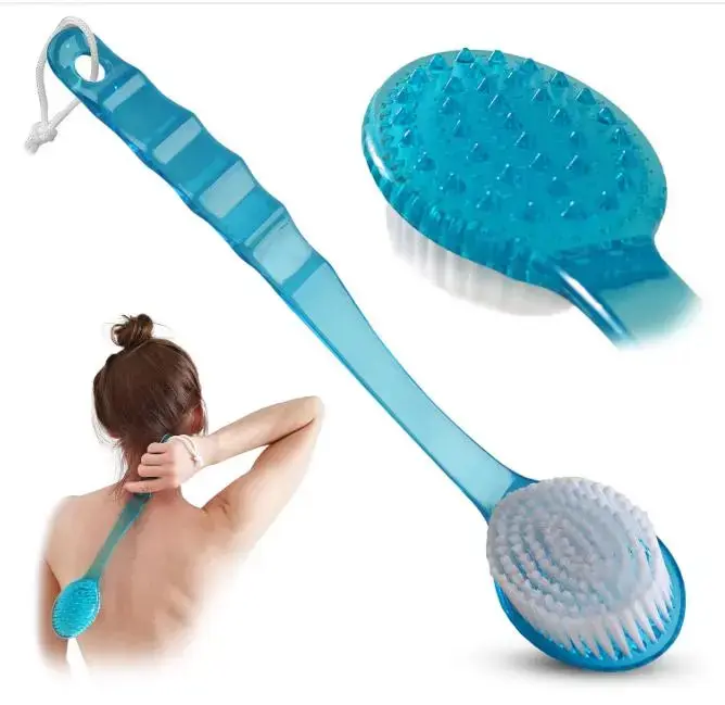 Long Handle Back Bath Brush – Exfoliating Shower Body Scrubber with Soft Nylon Bristles for Back, Body & Feet Personal Cleaning