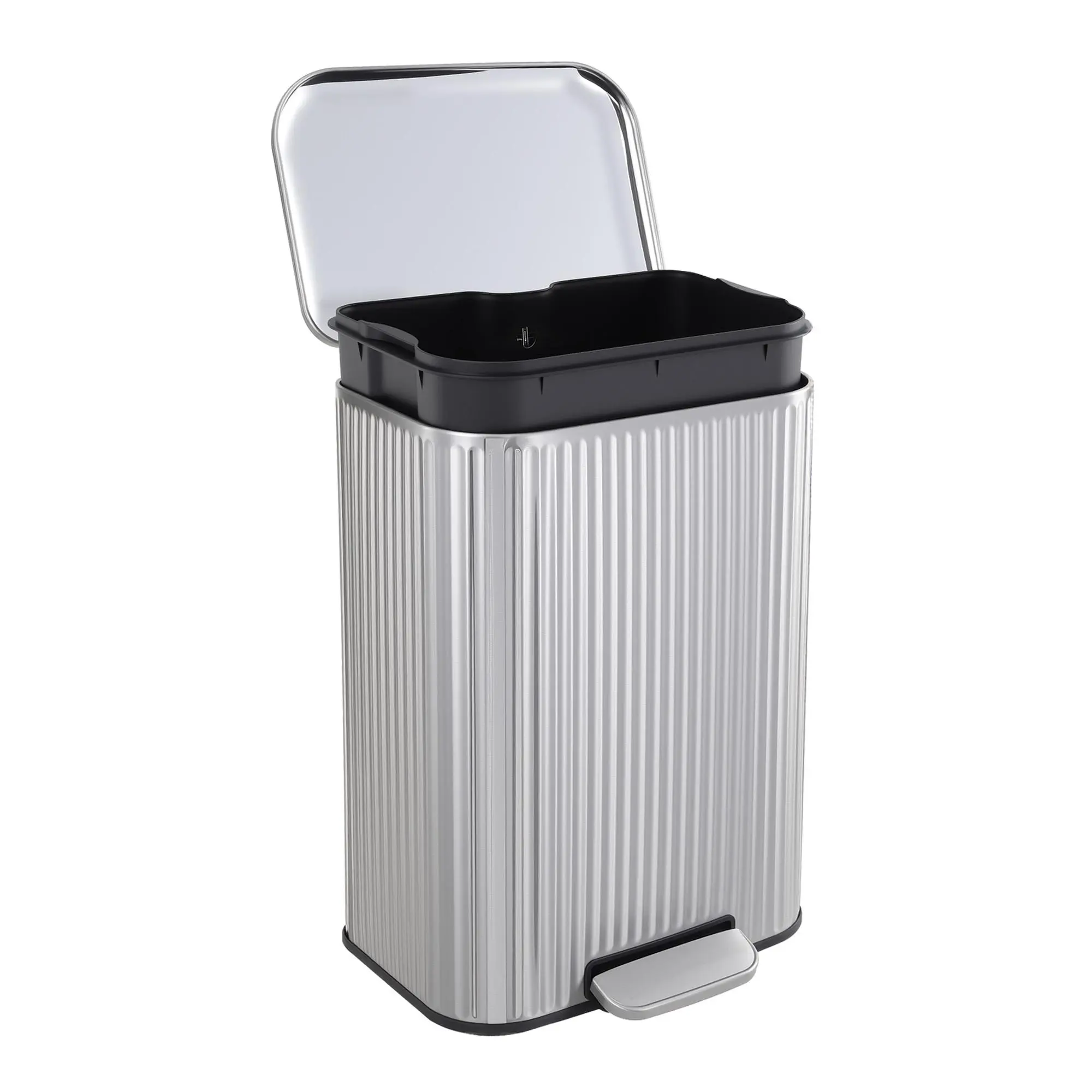 GAOMON Fingerprint-Proof Stainless Steel Step Pedal Trash Can with Soft-Close Lid, 3.2 Gal (Multi Sizes Available), Foot Pedal Bin for Home Kitchen Use