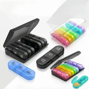 7-Day Pill Organizer with 21 Compartments , BPA-Free & Lightweight Weekly Pill Box, Portable Medicine Case for Travel, Home, One-Side Large Openings, Black Privacy Protection AM PM Pill Case for Medication, Vitamins, Fish Oils, Supplements