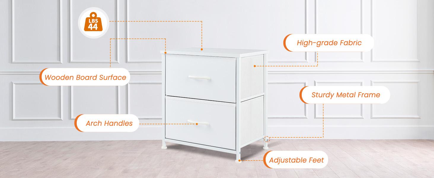 Nightstand With 2 Drawer,Removable Fabric Drawers,Adjustable Feet For Stability,Versatile Side Table For Bedroom Dorm And Living Room Nightstand With 2 Drawer,Removable Fabric Drawers,Adjustable Feet For Stability,Versatile Side Table For Bedroom Dorm And Living Room