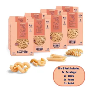 Pasta Variety 8 Pack - High Fiber, Lower Net Carbs, Low GI - Cavatappi, Rotini, Penne & Elbow