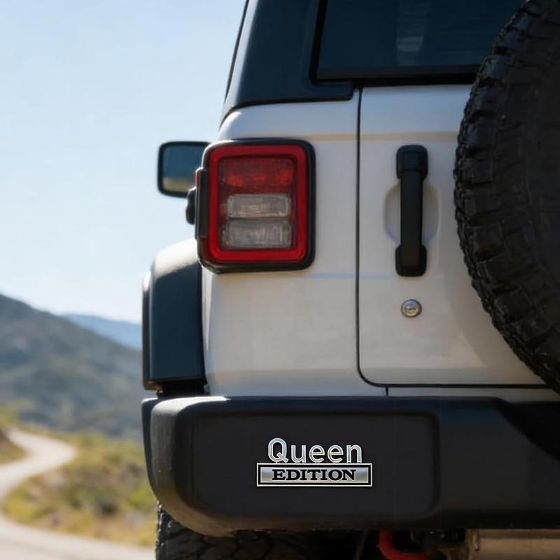 Queen Edition 3D Emblem Sticker, Badge Durable Metal Construction Funny Decals for Car Truck SUV Motorcycle Universal Fit Easy Peel and Stick Installation(Black White,Queen)