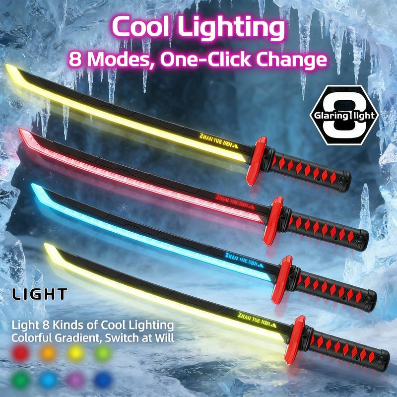 Boy's LED Lightsaber Toy Cyberpunk Katana - 23.6-inch Glowing Prop, Perfect for Roleplay, Carnival Parties & Festivals, RGB Lighting, Durable Collectible, In-Stock in the USA, Recommended Children's Birthday Gift fog eight-color streaming light effect