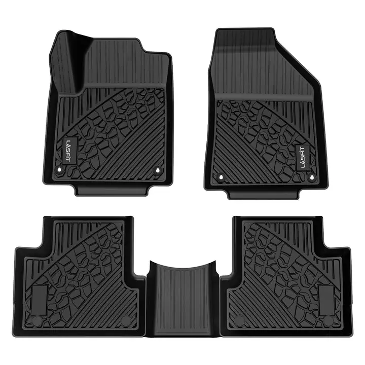 Lasfit Custom Fit Synthetic All-Weather Floor Liners & Cargo Mats for 2015 Jeep Cherokee - Interior Waterproof Nonslip Mats, Eco-Friendly, Durable, Channel Design, Spill Trap, Non-Raised Dead Pedal Compatible, Raised Edges Protection, Anti-Slip