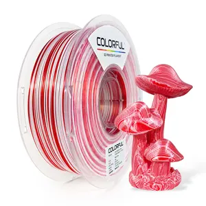 COLORFUL Silk PLA Bicolor Filament, Red & White, 1.75mm, 1kg Spool