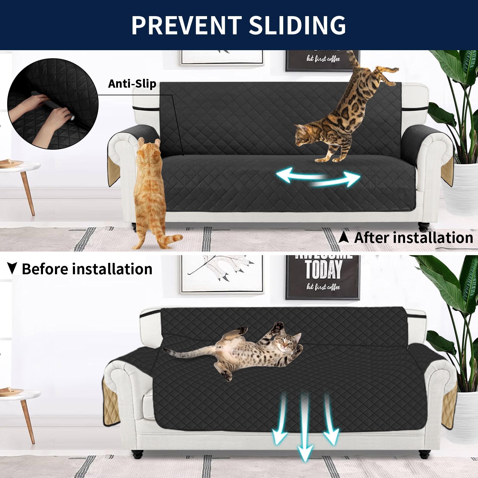 Easy-Going Reversible Couch Cover for Dogs Water Resistant Furniture Protector Cover with Foam Sticks Elastic Straps for Pets Home