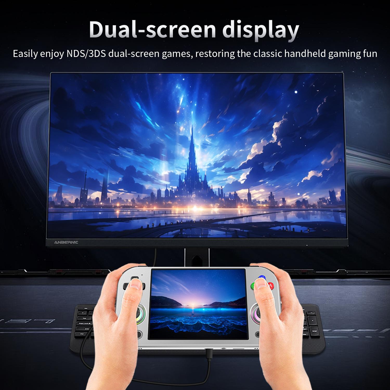 ANBERNIC RG 477M Retro Game Console Android 14 Dimensity 8300 Game Player 4.7-inch LTPS In-Cell Display RGB Hall Joystick RG477M Aluminum Alloy Shell Large Screen Handheld Game Console