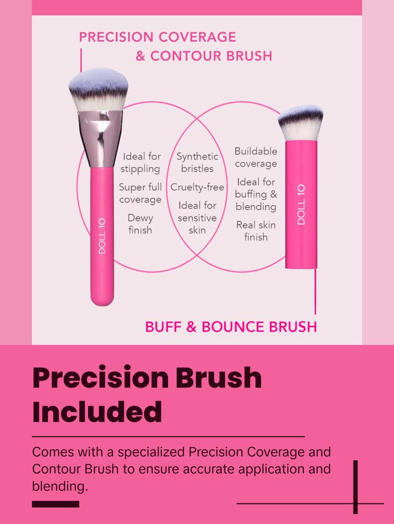 Peptide Bounce Balm Foundation with Brush Hydrating Compact Makeup Setting Coverage