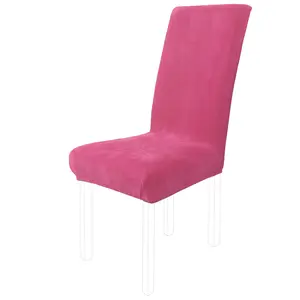 Unique Bargains Plush Dining Chair Cover, Parson Chair Slipcover Stretch Spandex Velvet Bar Stool Cover Protector Seat Cover Home Decor for Dining Room/Party/Kitchen/Wedding Fandango Pink