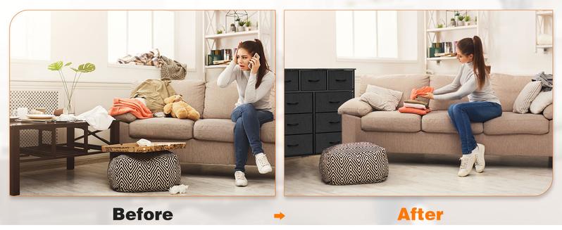 Sweet Furniture Dresser with 9 Drawers, Fabric Storage Tower for Bedroom, Closet, Entryway, Nursery - Steel Frame and Wooden Top, Christmas Gift