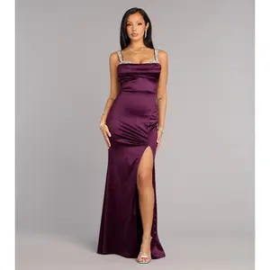 Sohni Satin Rhinestone Trim Mermaid Formal Dress