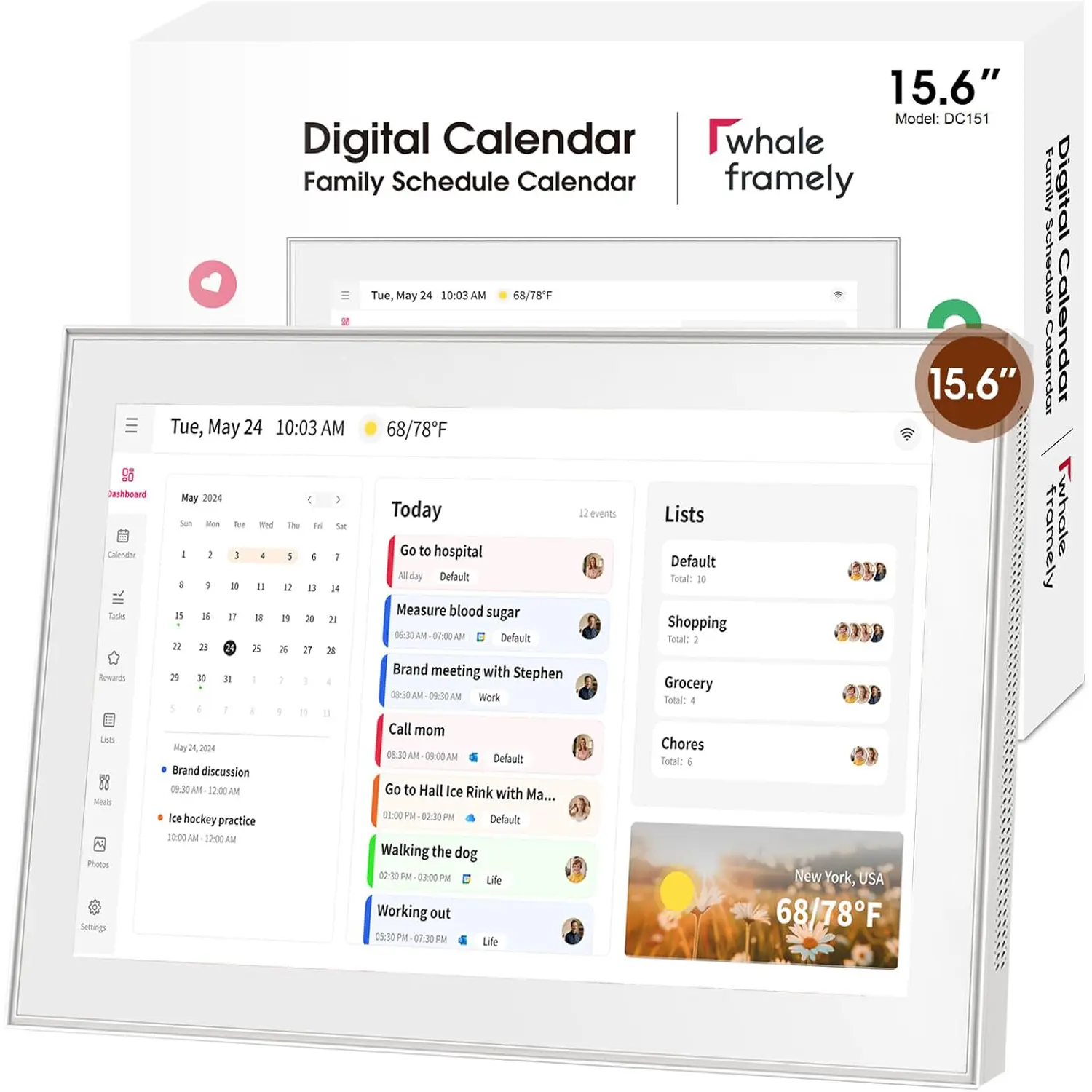 15.6 Inch Smart Digital Calendar Wall - IPS FHD 1920x1080 Touchscreen, Effortless Family Chore Management, Smartphone App Photo Sharing for Father's Day Family Schedules tiktokshopbacktoschool