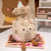 JellyCat Cute Sandcastle Plush Toy with Smiling Face and Dangling Legs Soft Cuddly Material Perfect for All Ages