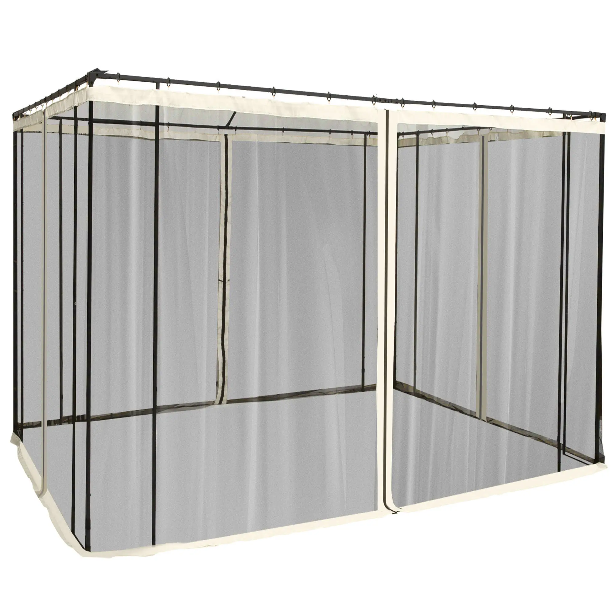 Outsunny Replacement Canopy Shade Screen, Universal Polyester Mesh that Fits 10'x10' Gazebos, Cream, Repels Pests, Zippered Panels (Accessory Only), Polyester Fits, 10’X10’ Size, Repels Unwanted Intruders, Easy Install, Four Panels