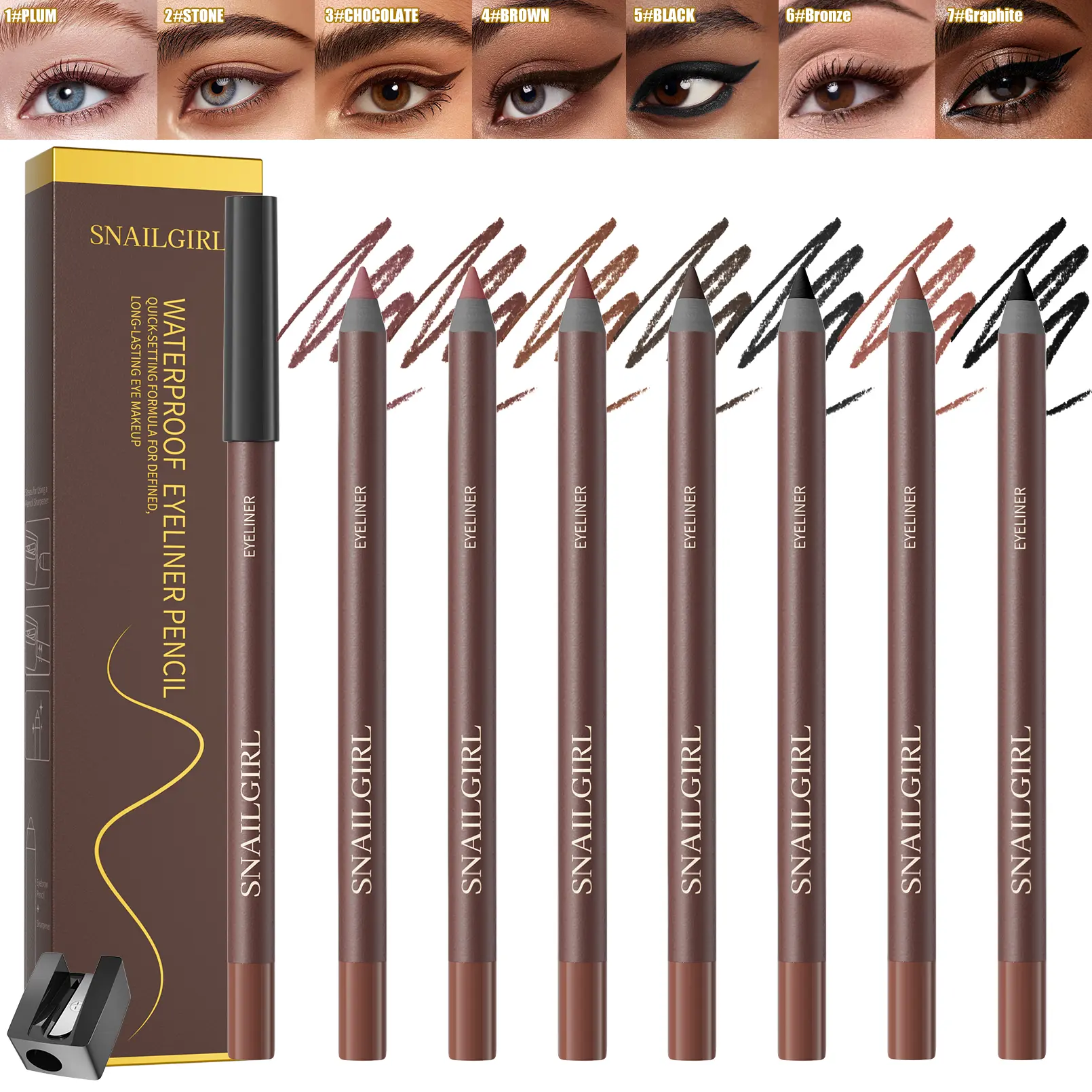 Long-Lasting Gel Eyeliner Pencil, Ultra-Creamy Formula Glides On Smoothly, Waterproof & Smudge-Proof All Day, Buildable Pigment For Natural To Bold Lines, Easy To Blend For Soft Smoky Eyes, Ideal For Beginners And On-The-Go Touch Ups.