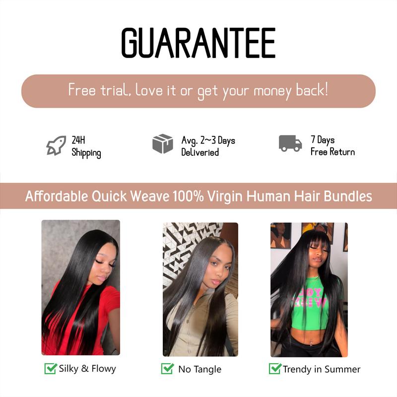 [Wequeen] Work-Ready Sleek Straight Human Hair Bundles 30" Brazilian 100% Human Hair Budget Friendly 10A Grade Viral Hair Natural Black Color Valentine Gifts