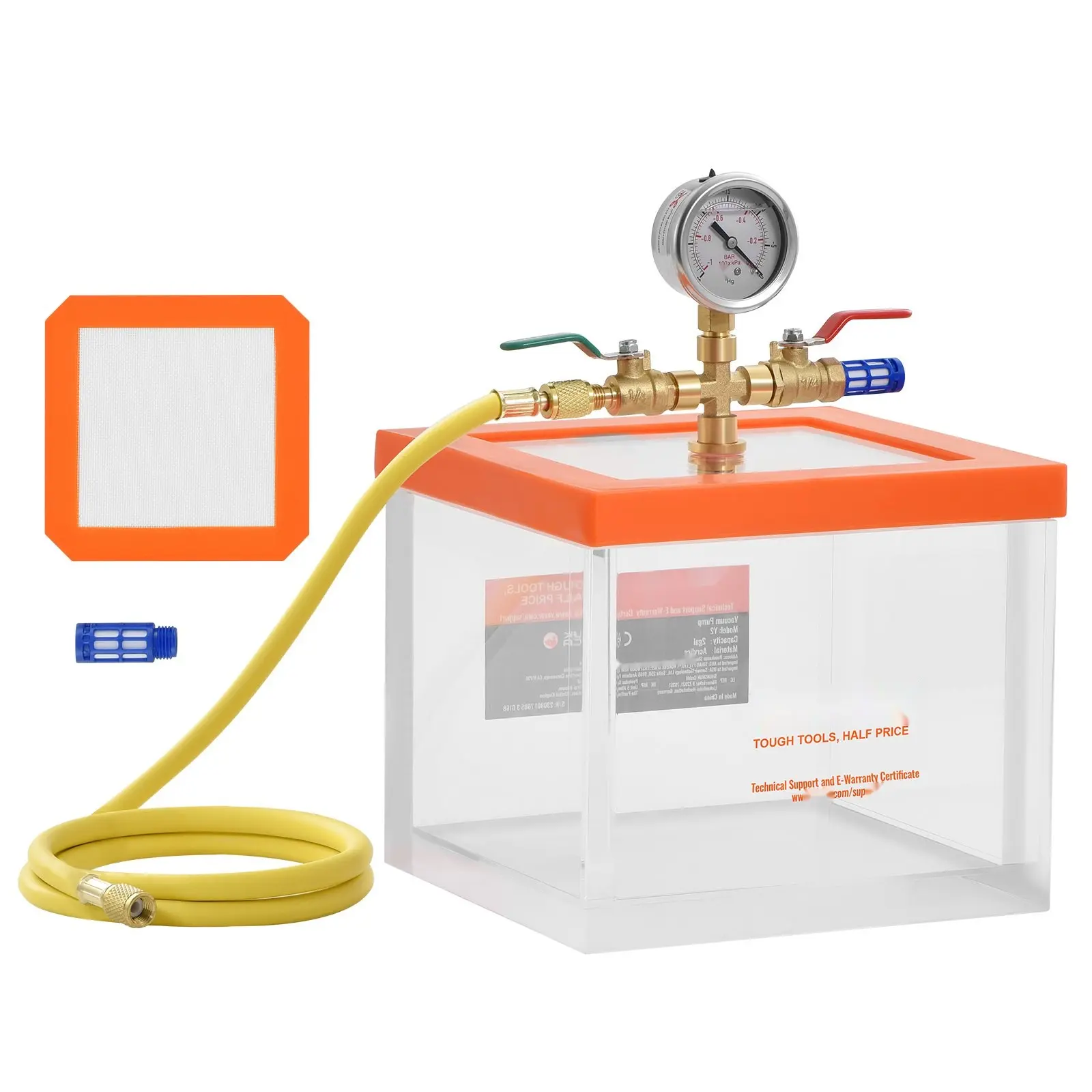 2 Gallon Vacuum Chamber, Upgraded Multi-Purpose Acrylic Degassing Chamber, Transparent Vacuum Vessel For Resin Degassing, Silica Gel Degassing, Gypsum Degassing, And Vacuum Extraction, Ideal For Lab And Diy Use