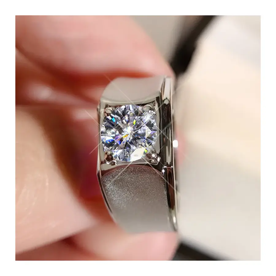 S925 Sterling Silver FL Diamond Ring for Men Silver 925 Jewelry Bizuteria Anillos De Wedding Gemstone Mini Diamond Male box