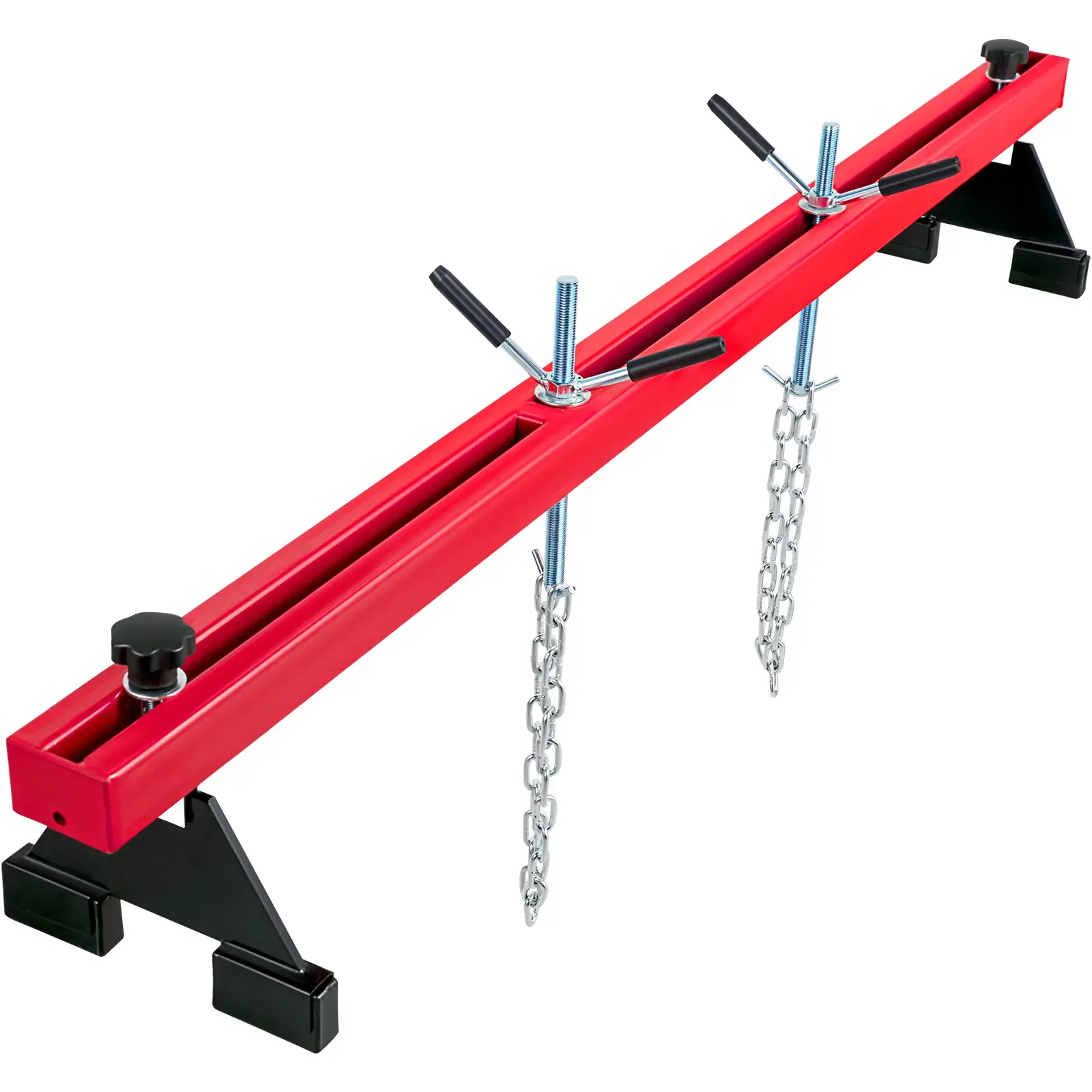 1100 Lbs Capacity Steel Engine Support Bar - Dual Hooks 2-Point Lift Holder, Adjustable Height (Height Adjust Feature, Working Range, Chain Length) Transverse Hoist for Home Garages & Auto Repair Shops