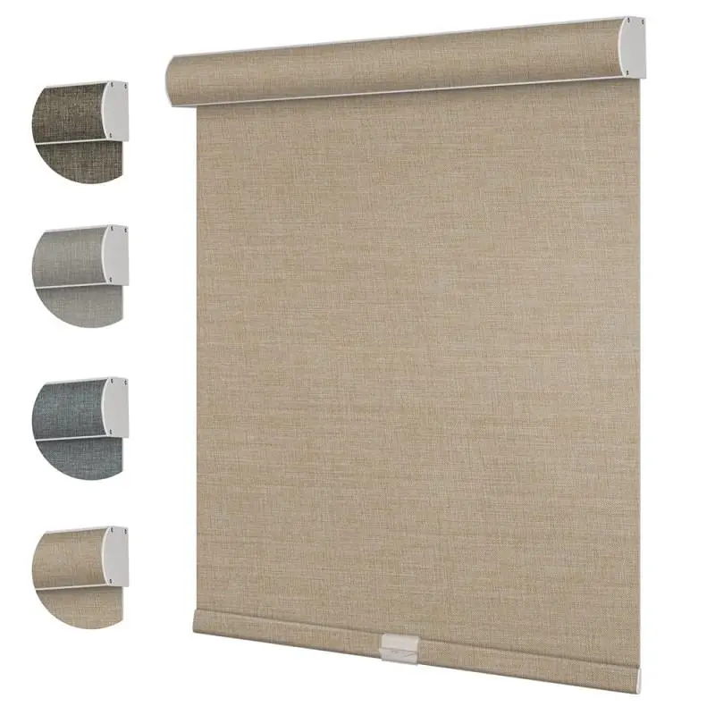 Pocageum Blackout Roller Shades for Windows, Cordless Pull-Down Blinds for Indoor Windows, Linen Fabric, Thermal Insulation & UV Protection for Home, Bedroom, Office Doors