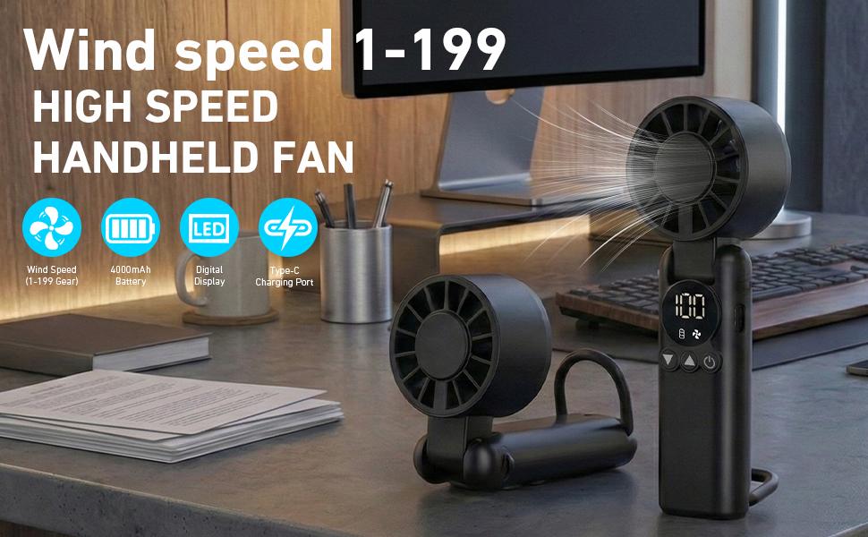 Portable Handheld Fan, 5000mAh Rechargeable Mini Personal USB Fan with LED Display & Foldable Design, 199-Speed Powerful Battery Operated Travel Fan for Women, Outdoor, Office Black Protection Protection Protection Portable Handheld Fan, 5000mAh Rechargeable Mini Personal USB Fan with LED Display & Foldable Design, 199-Speed Powerful Battery Operated Travel Fan for Women, Outdoor, Office Black Protection Protection Protection